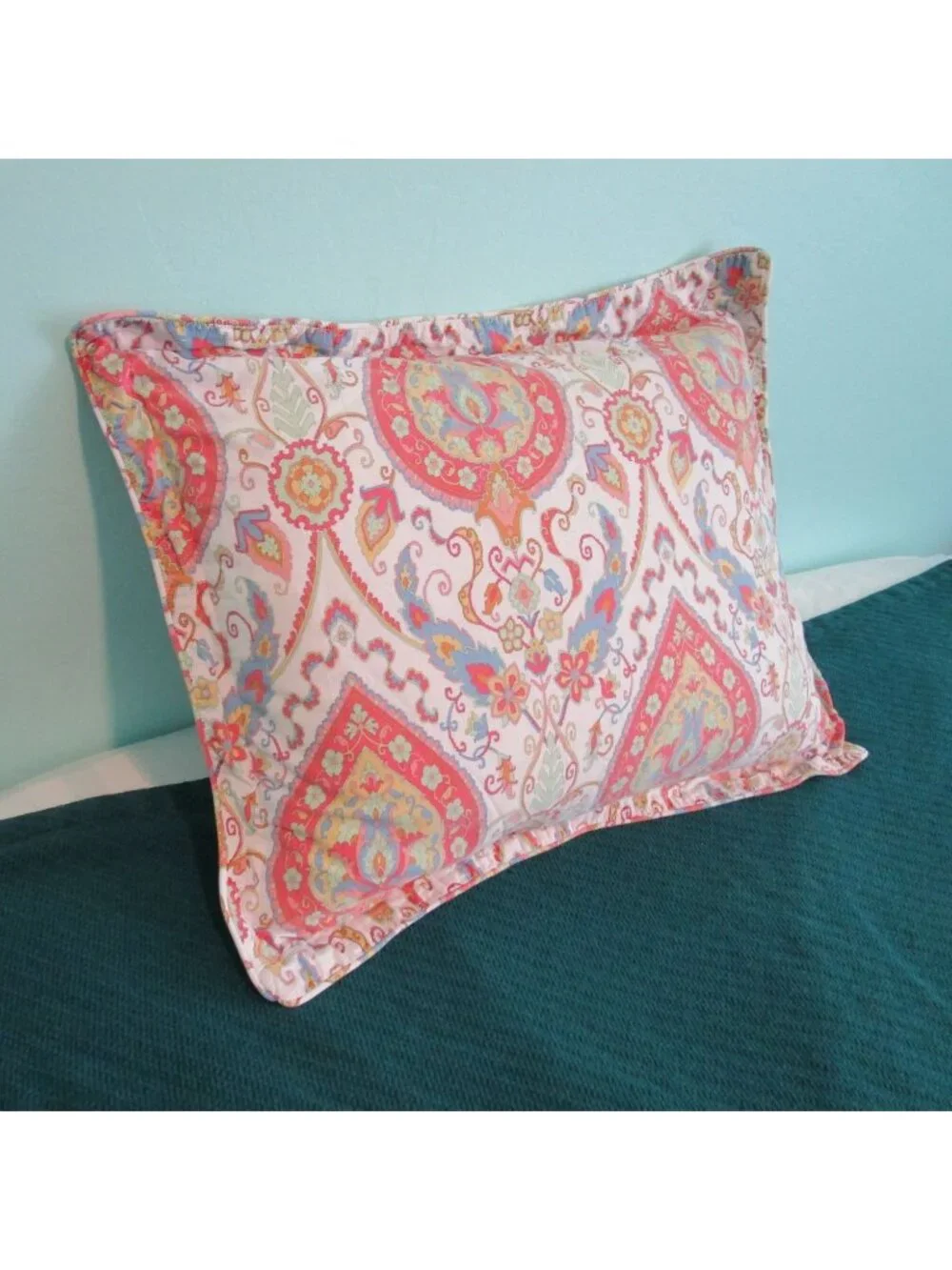 Vintage Lauren Ralph Lauren Cotton Paisley Floral Standard Pillow Sham Multicolo